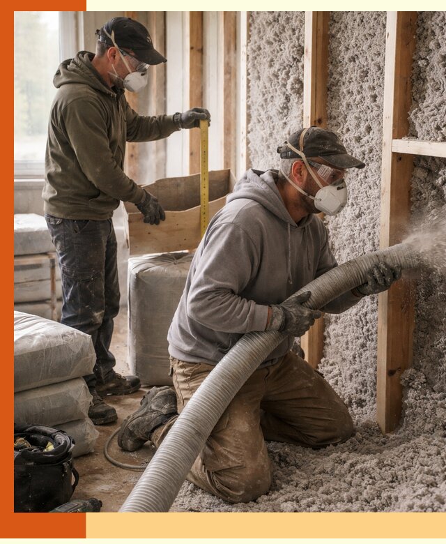 Утепление таунхауса эковатой в Скопине для максимально теплых стен