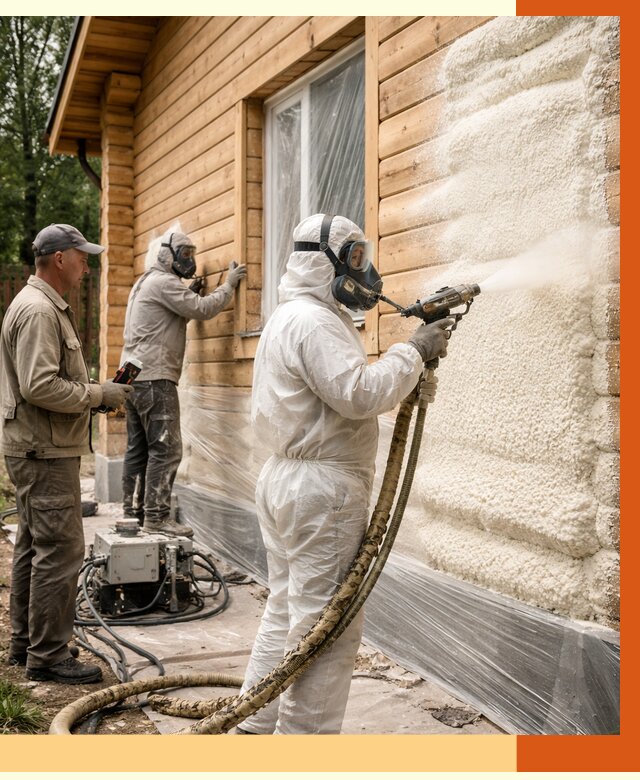 Утепление дома из бруса ППУ в Скопине от 4012 руб/м2 под ключ | ТепломастерСкп