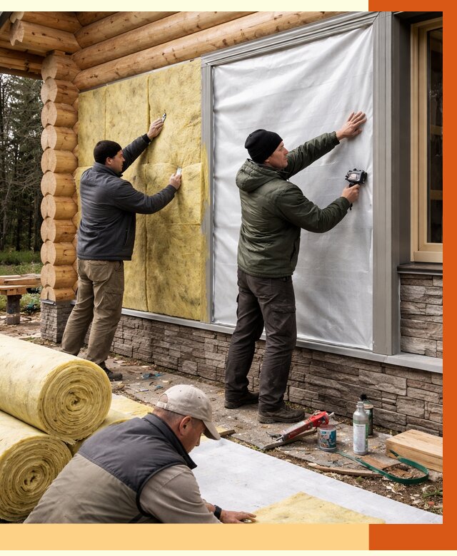 Утепление бревенчатого дома в Скопине от 7972 руб/м2 — заказать под ключ | ТепломастерСкп