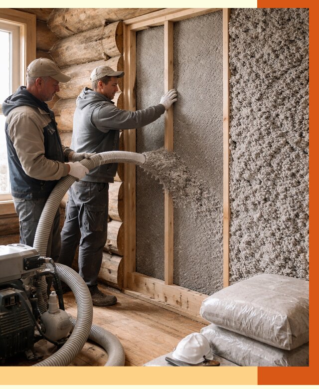 Утепление бревенчатого дома эковатой в Скопине от 2866 руб. | ТепломастерСкп