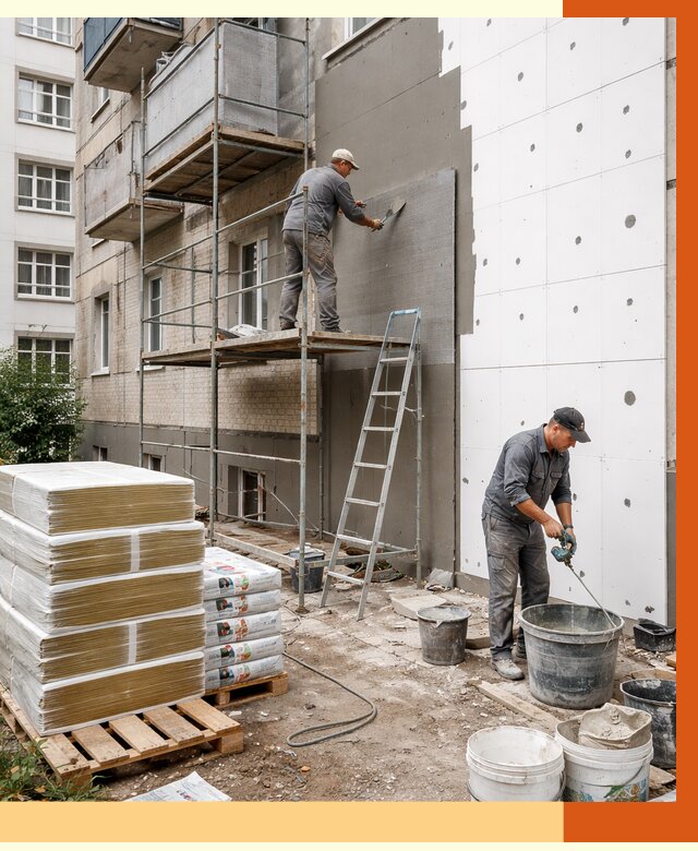 Утепление квартиры снаружи в Скопине от 6409 руб/м2 под ключ | ТепломастерСкп