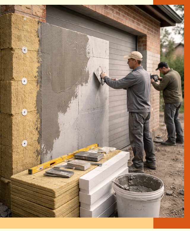 Утепление гаража снаружи в Скопине от 4377 руб. за м2 — наружное утепление под ключ | ТепломастерСкп