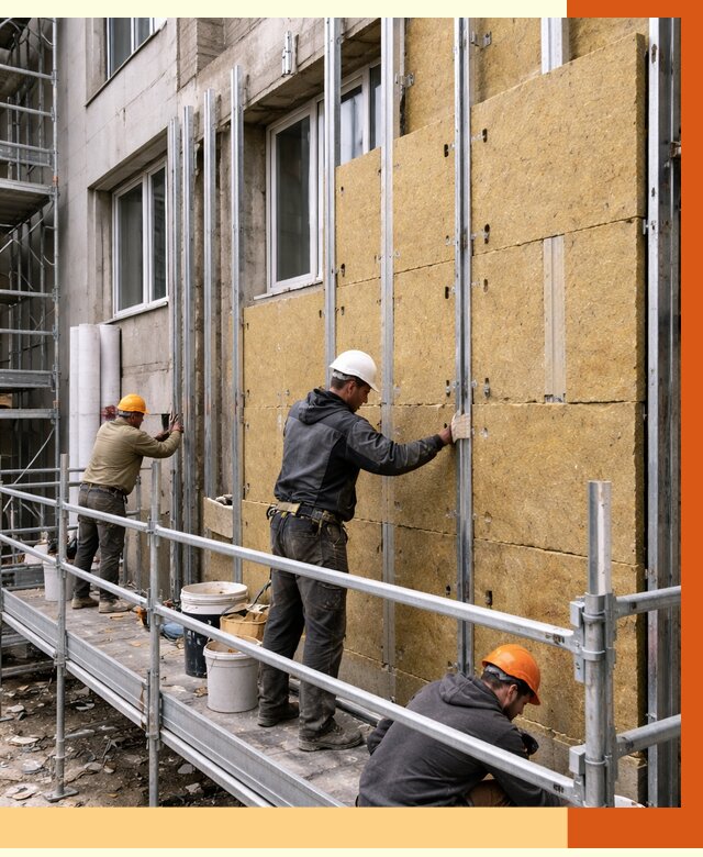 Утепление вентилируемого фасада в Скопине от 5836 руб/м2 — монтаж и утепление вентфасад | ТепломастерСкп