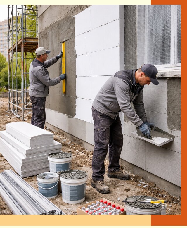 Утепление фасада и стен снаружи в Скопине от 4377 руб. | ТепломастерСкп