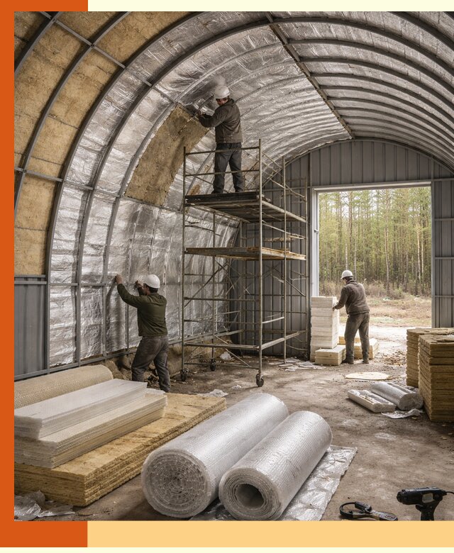 Утепление арочного ангара под ключ в Скопине