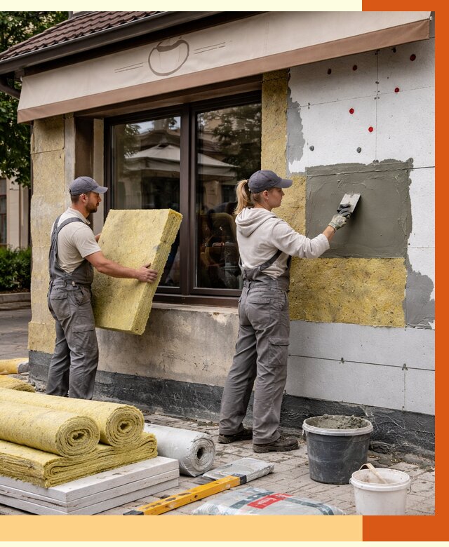 Утепление кафе в Скопине от 4377 руб/м2 — комплексно под ключ | ТепломастерСкп