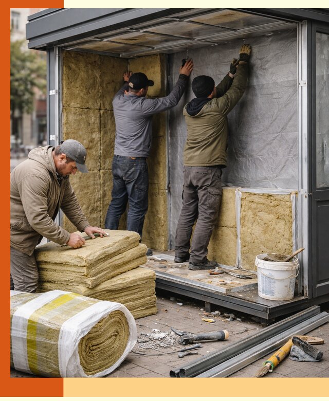 Утепление павильона шаурмы под ключ в Скопине