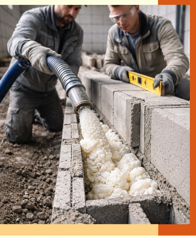 Заполнение колодцевой кладки ППУ в Скопине от 4377 руб. за м2 | ТепломастерСкп