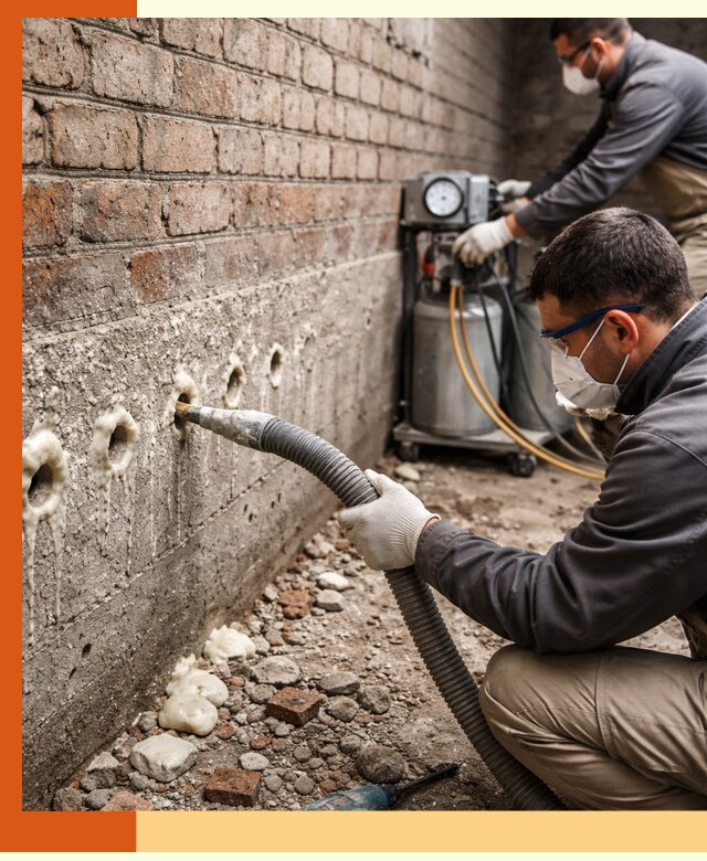 Заполнение колодцевой кладки ППУ в Скопине быстро и герметично