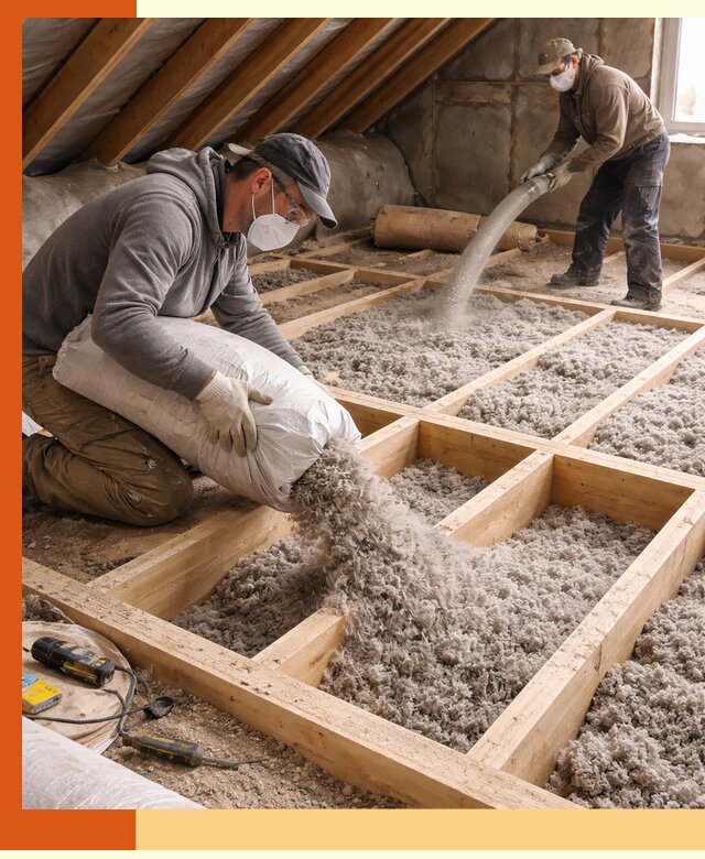 Заполнение полостей чердачного перекрытия в Скопине качественно и надёжно