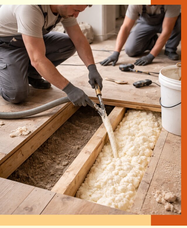 Заполнение пустот пола в Скопине от 2814 руб. — утепление пустот пола под ключ | ТепломастерСкп