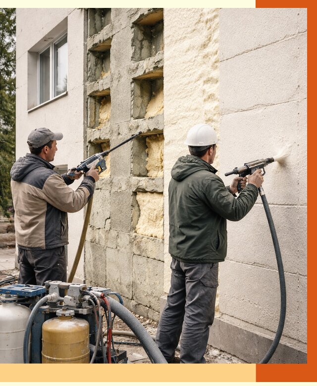 Заполнение пустот фасада в Скопине от 4689 руб. — утепление пустот облицовки | ТепломастерСкп