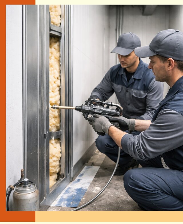 Заполнение пустот холодильных панелей в Скопине специализированной пеной