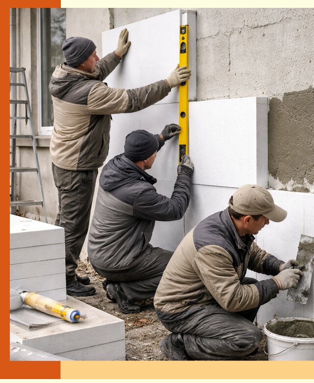 Утепление пенопластом наружных стен и фасадов в Скопине