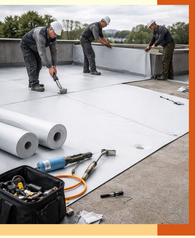 Гидроизоляция мембранной кровли в Скопине от 7816 руб./м² — профессионально | ТепломастерСкп