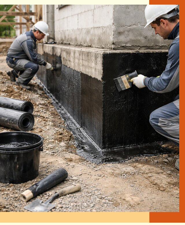 Гидроизоляция фундамента в Скопине от 1303 руб. — профессионально, под ключ | ТепломастерСкп