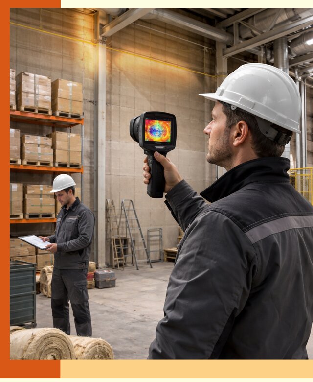 Тепловизионное обследование склада и выявление утечек в Скопине