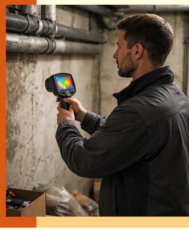Тепловизионное обследование подвала в Скопине для поиска утечек тепла