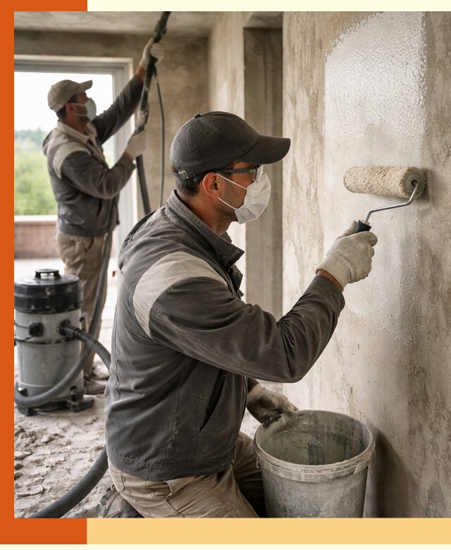 Подготовка поверхности под напыление утеплителя в Скопине