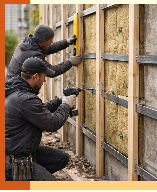 Монтаж обрешетки под утепление зданий и квартир в Скопине